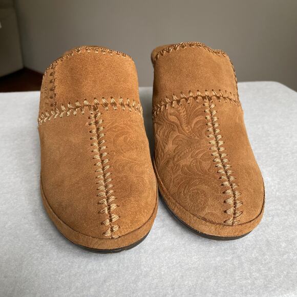 Sonoma Juliette Clog Mules Womens 9.5 Brown Suede Patchwork Leather Western Boho - Picture 3 of 12